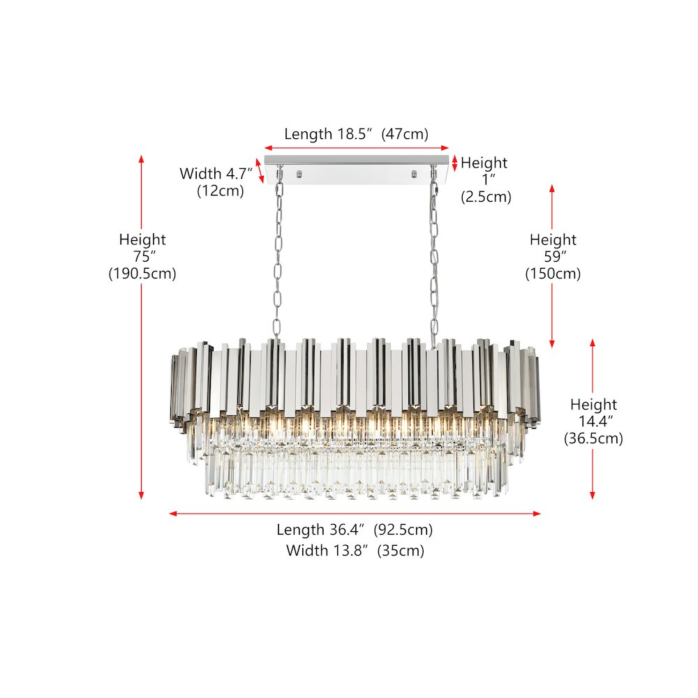 Willow 36 Inch Chandelier In Chrome. Picture 8