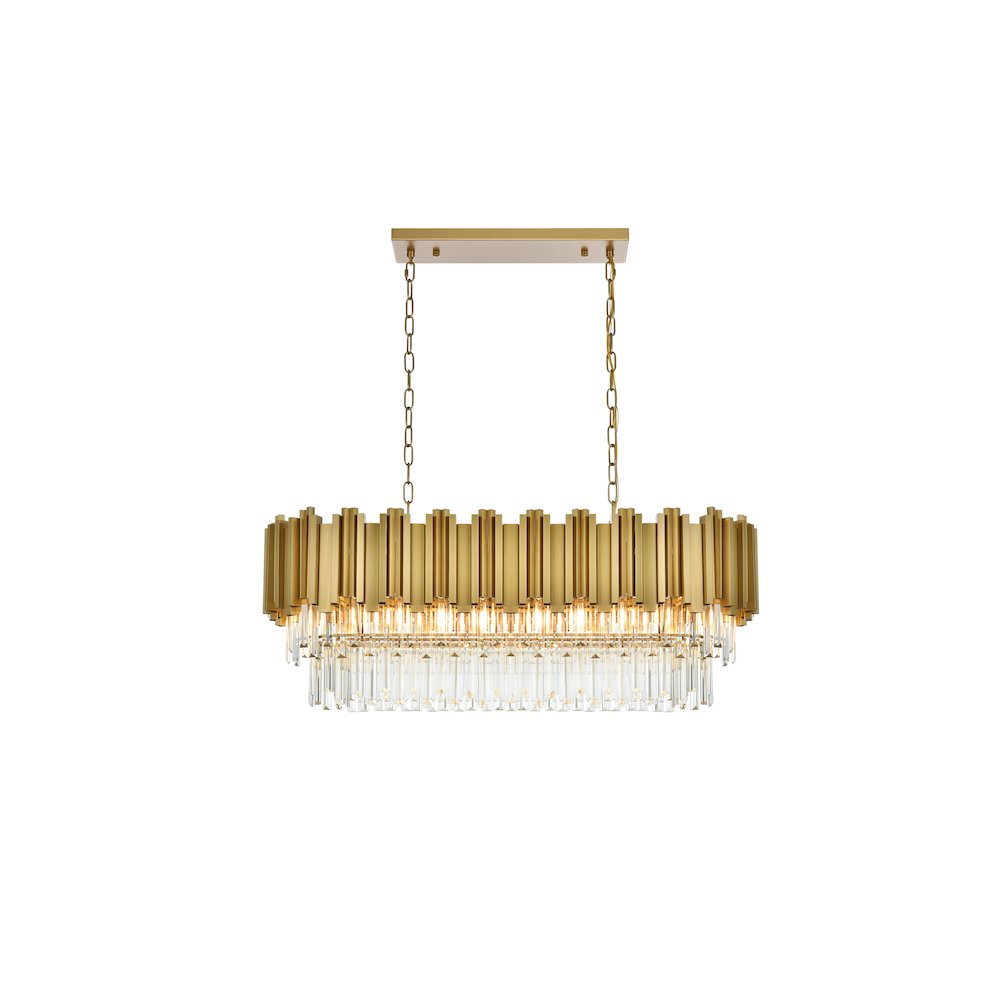 Willow 36 Inch Rectangular Chandelier In Satin Gold. Picture 1