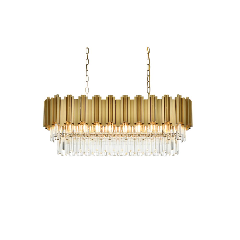 Willow 36 Inch Rectangular Chandelier In Satin Gold. Picture 3