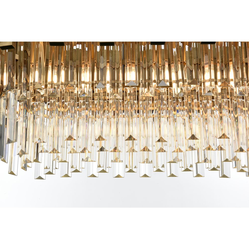 Willow 36 Inch Rectangular Chandelier In Satin Gold. Picture 4