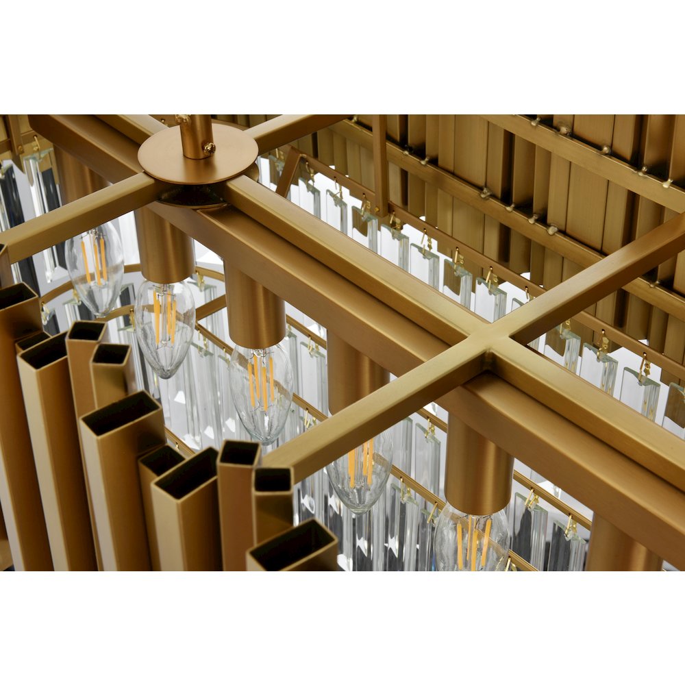 Willow 36 Inch Rectangular Chandelier In Satin Gold. Picture 5