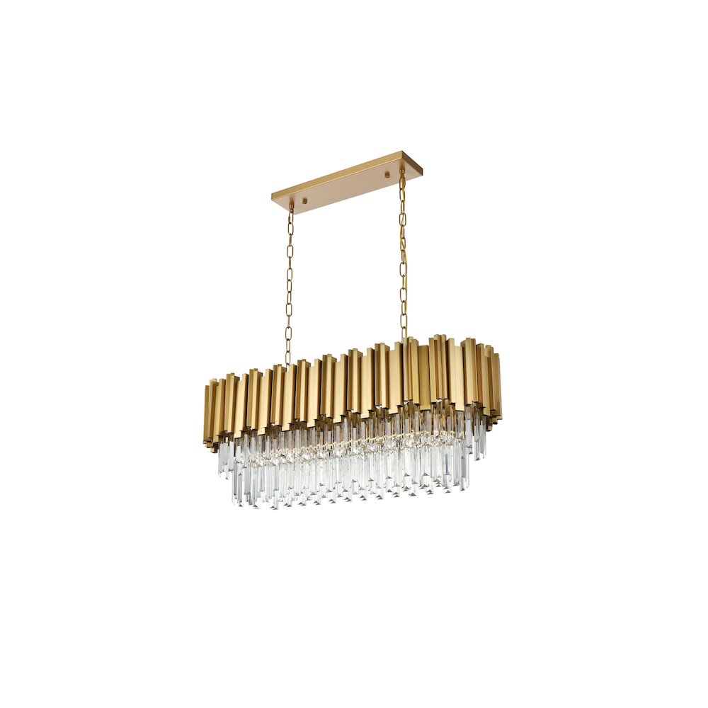 Willow 36 Inch Rectangular Chandelier In Satin Gold. Picture 7