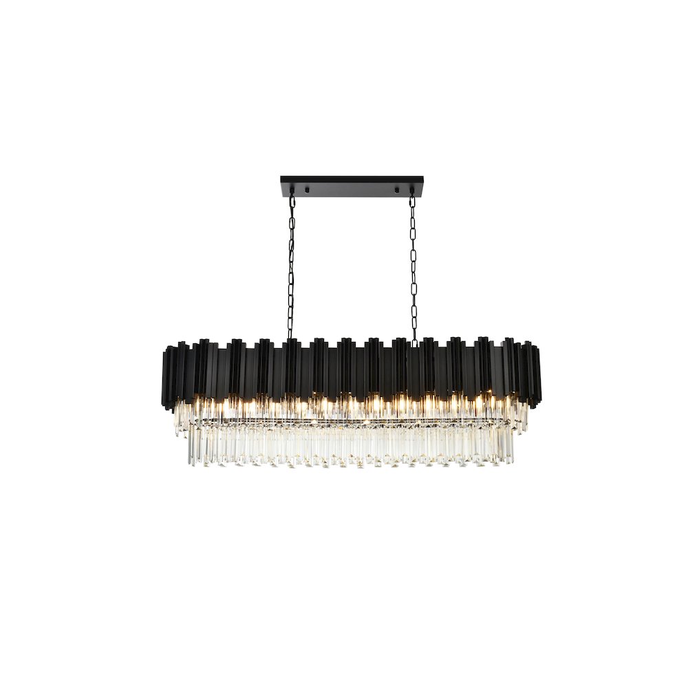 Willow 47 Inch Rectangular Chandelier In Black. Picture 1