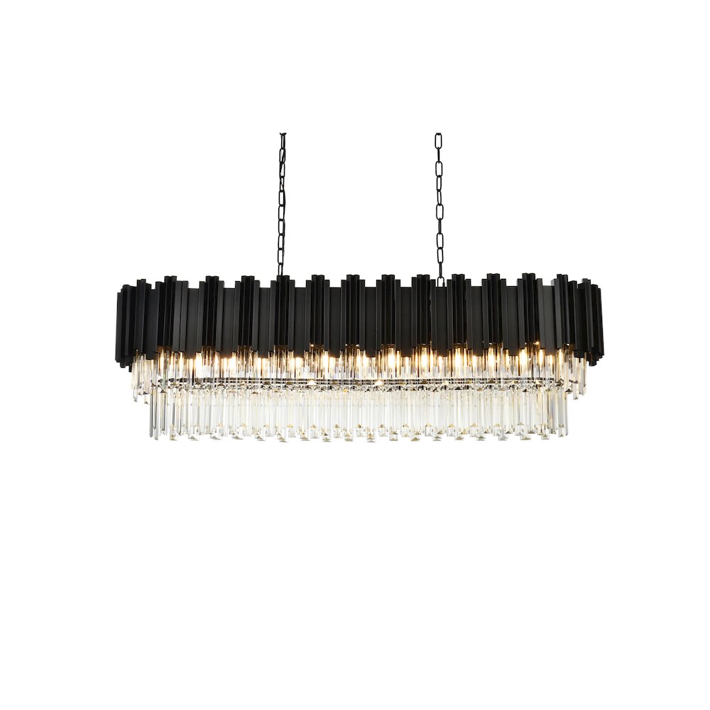Willow 47 Inch Rectangular Chandelier In Black. Picture 3