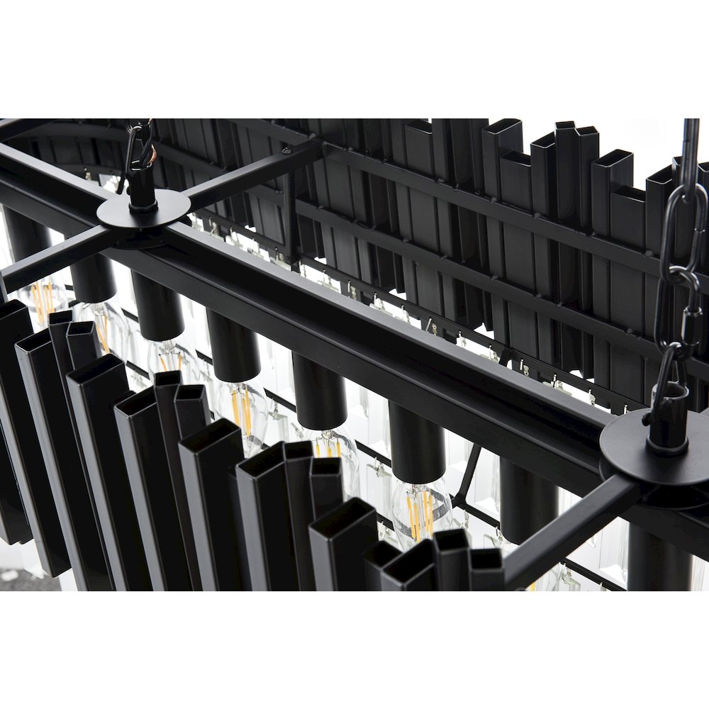 Willow 47 Inch Rectangular Chandelier In Black. Picture 5