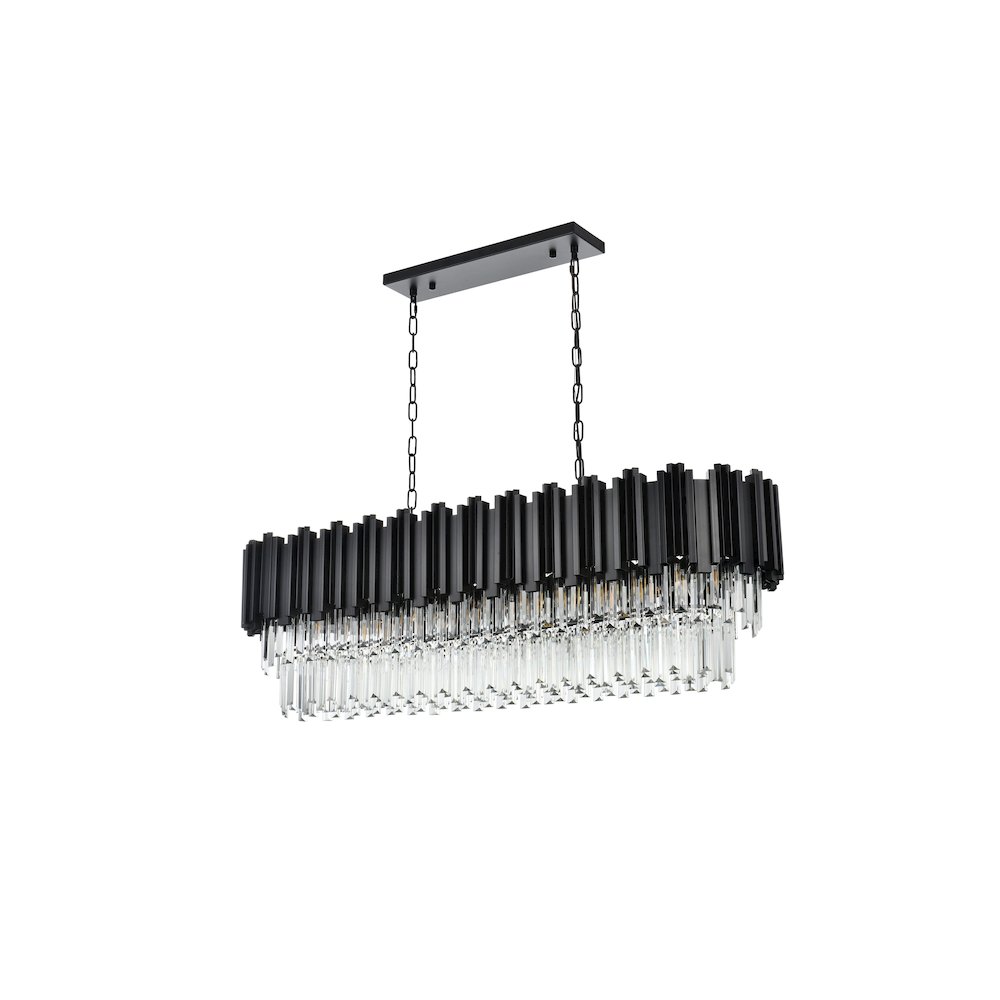 Willow 47 Inch Rectangular Chandelier In Black. Picture 7