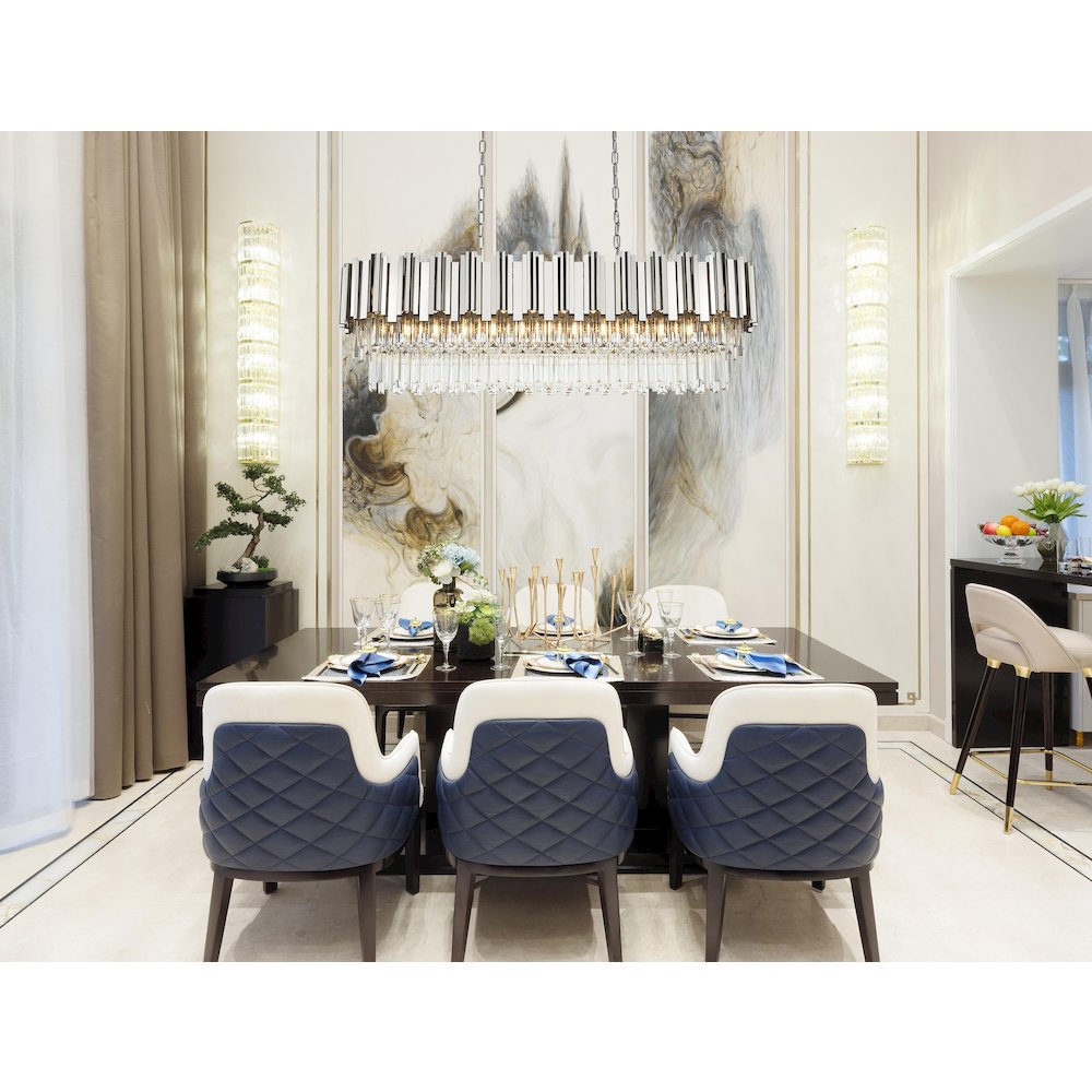 Willow 47 Inch Rectangular Chandelier In Chrome. Picture 2