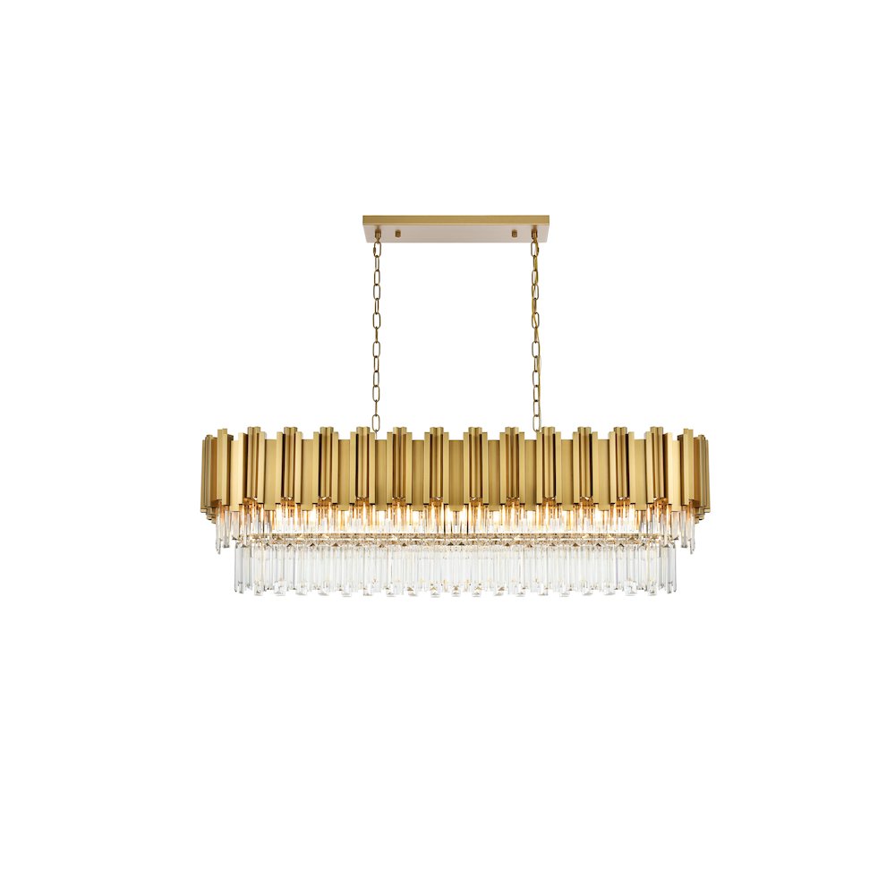 Willow 47 Inch Rectangular Chandelier In Satin Gold. Picture 1