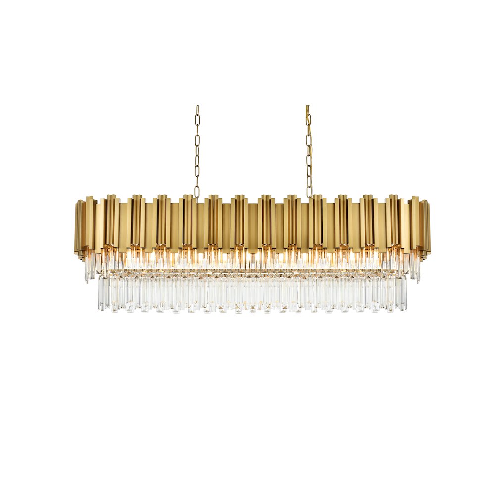 Willow 47 Inch Rectangular Chandelier In Satin Gold. Picture 3