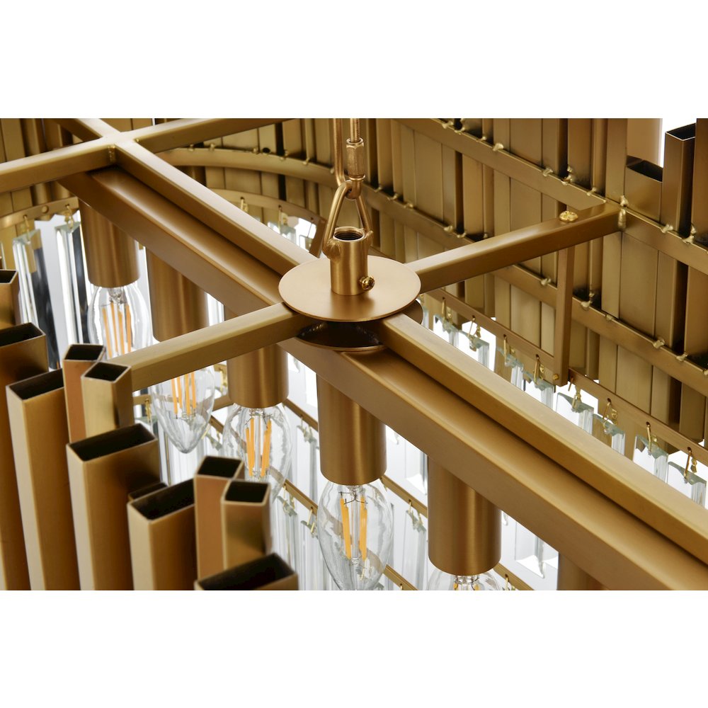 Willow 47 Inch Rectangular Chandelier In Satin Gold. Picture 5