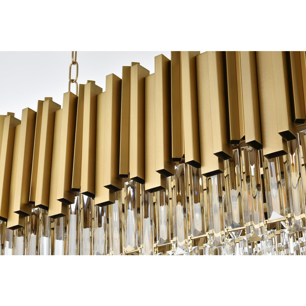 Willow 47 Inch Rectangular Chandelier In Satin Gold. Picture 6