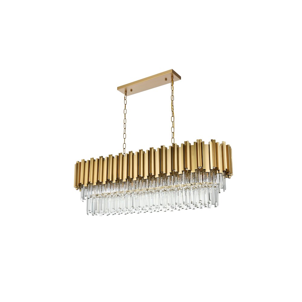 Willow 47 Inch Rectangular Chandelier In Satin Gold. Picture 7