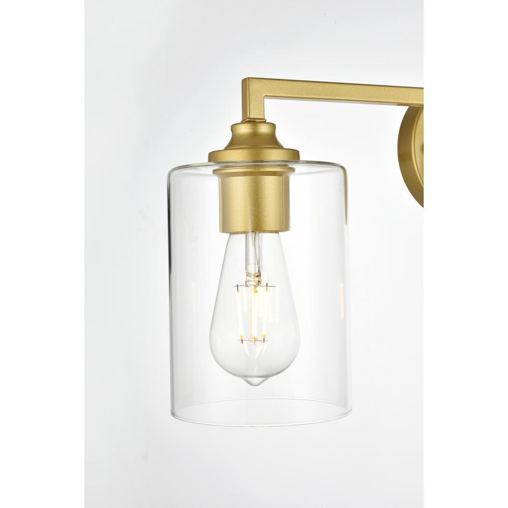 Mayson 3 light Brass and Clear Bath Sconce. Picture 4