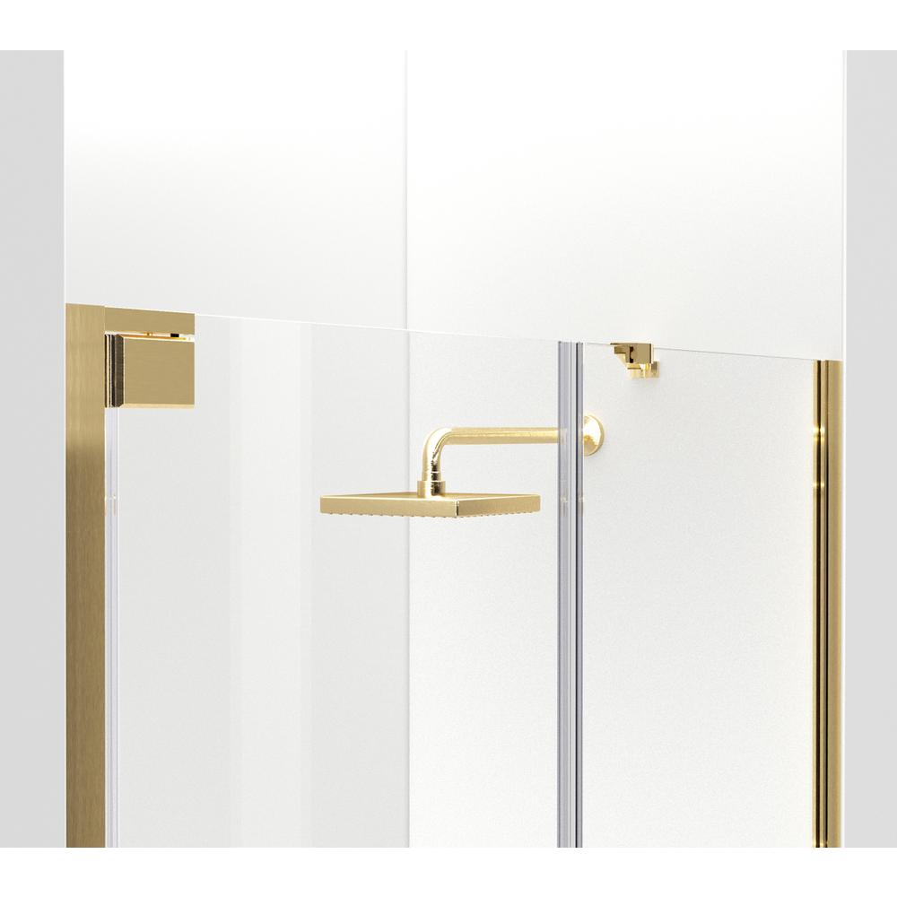 Semi-frameless hinged shower door 60 x 72 Brushed Gold. Picture 6