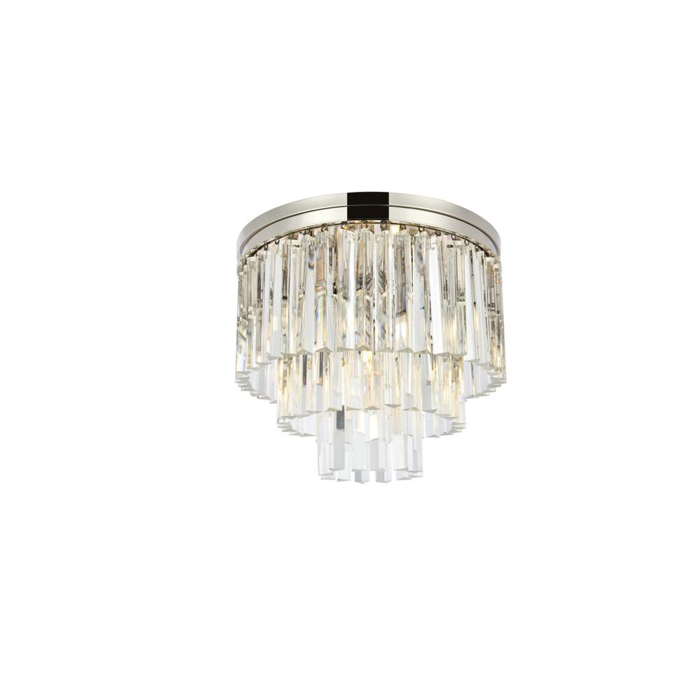 Sydney 9 light polished nickel Flush Mount Clear Royal Cut Crystal. Picture 2