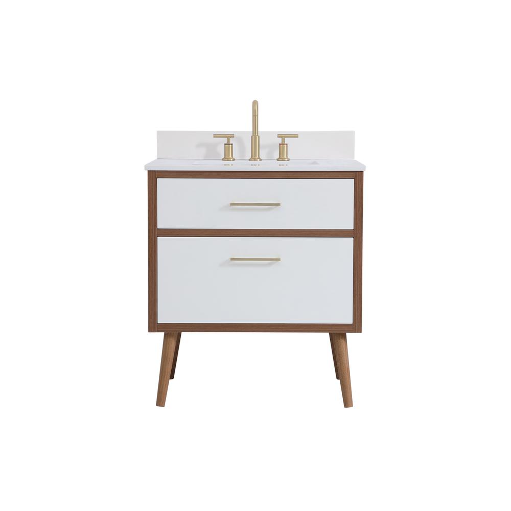 30 inch bathroom Vanity in White with Backsplash. Picture 1