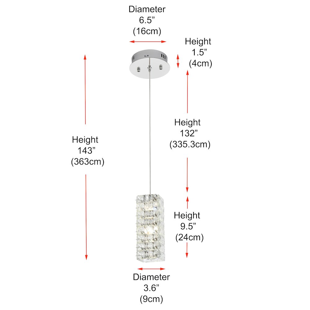Aston 6.5 inch LED Pendant in Chrome. Picture 11