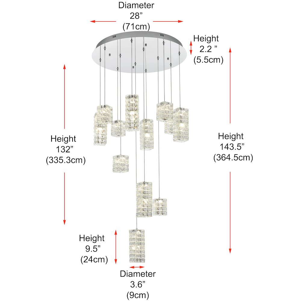 Aston 28 inch LED Pendant in Chrome. Picture 11