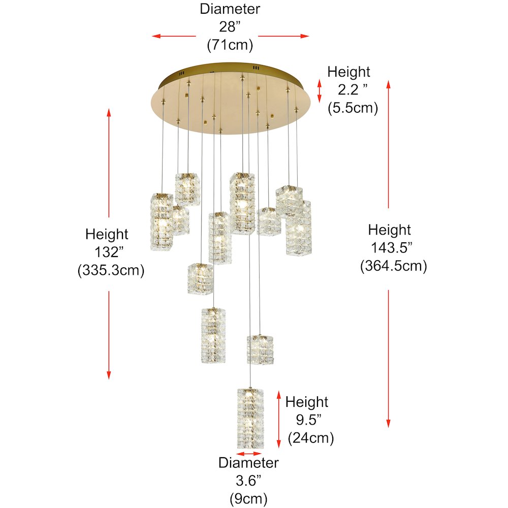 Aston 28 inch LED Pendant in Satin Gold. Picture 11