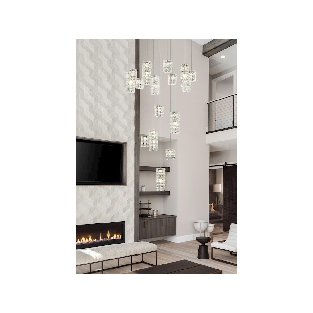 Aston 32 inch LED Pendant in Chrome. Picture 2