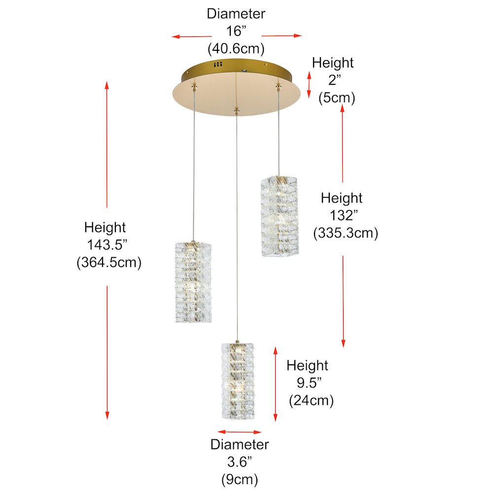 Aston 16 inch LED Pendant in Satin Gold. Picture 11