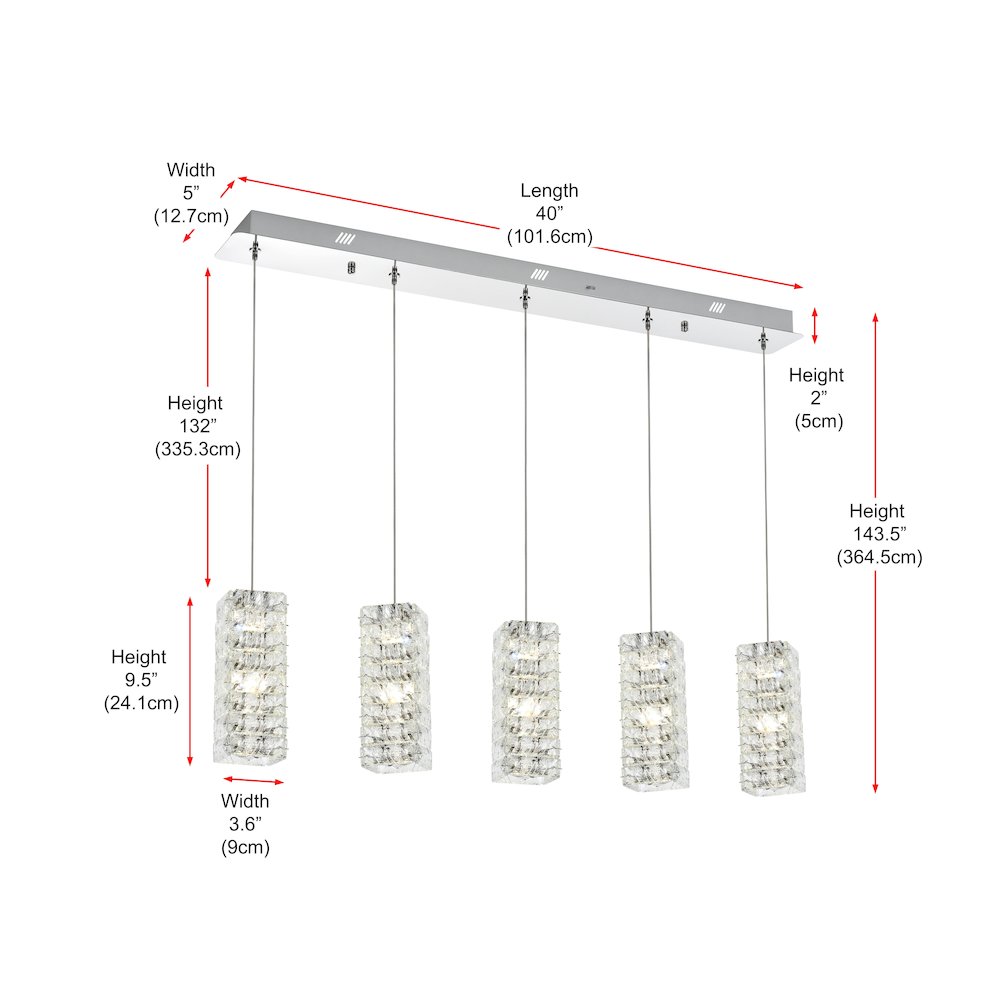 Aston 40 inch LED Pendant in Chrome. Picture 11