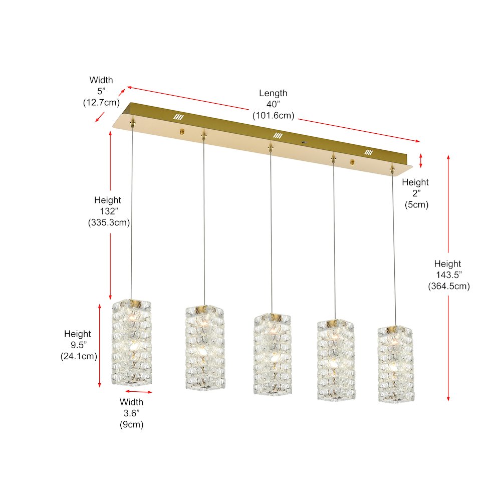 Aston 40 inch LED Pendant in Satin Gold. Picture 11