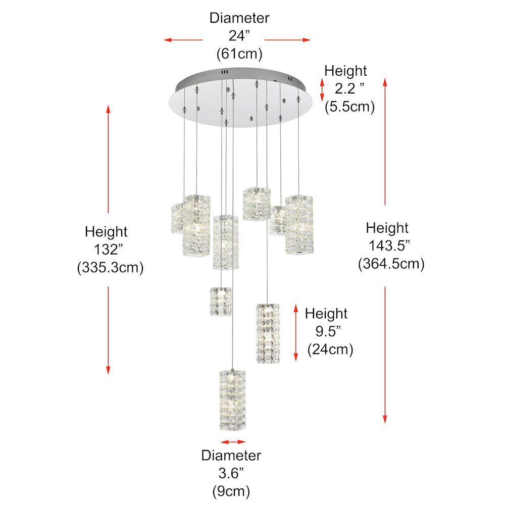 Aston 24 inch LED Pendant in Chrome. Picture 11