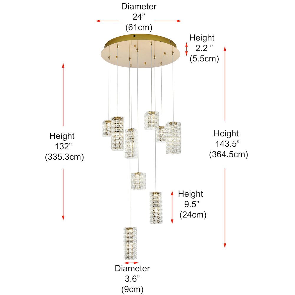Aston 24 inch LED Pendant in Satin Gold. Picture 11