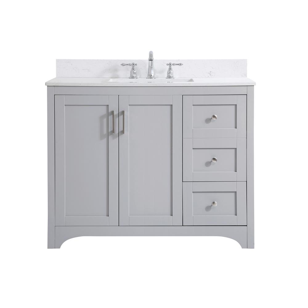 42 inch Single Bathroom Vanity in Grey with Backsplash. Picture 1
