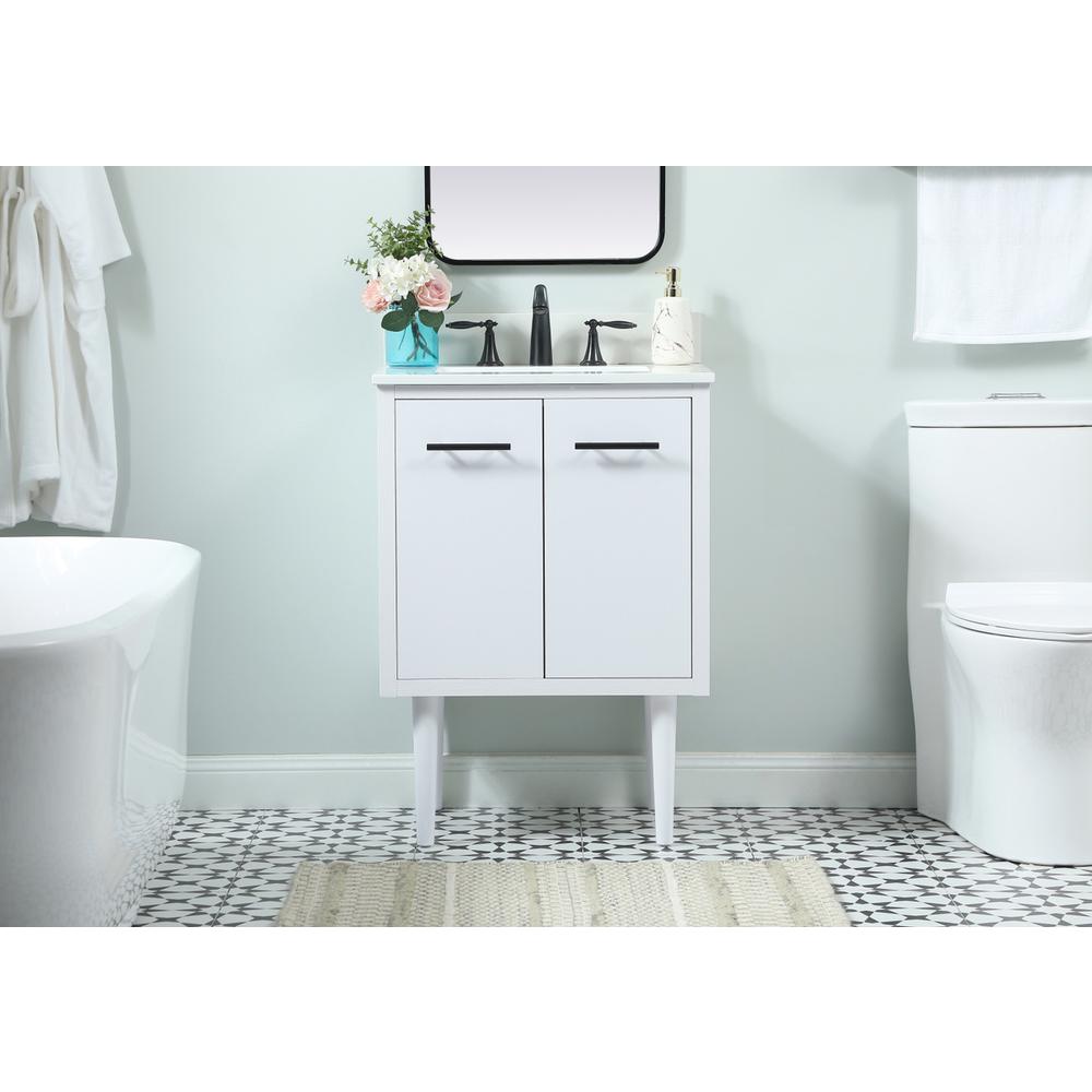 24 inch Single bathroom vanity in white with backsplash. Picture 14