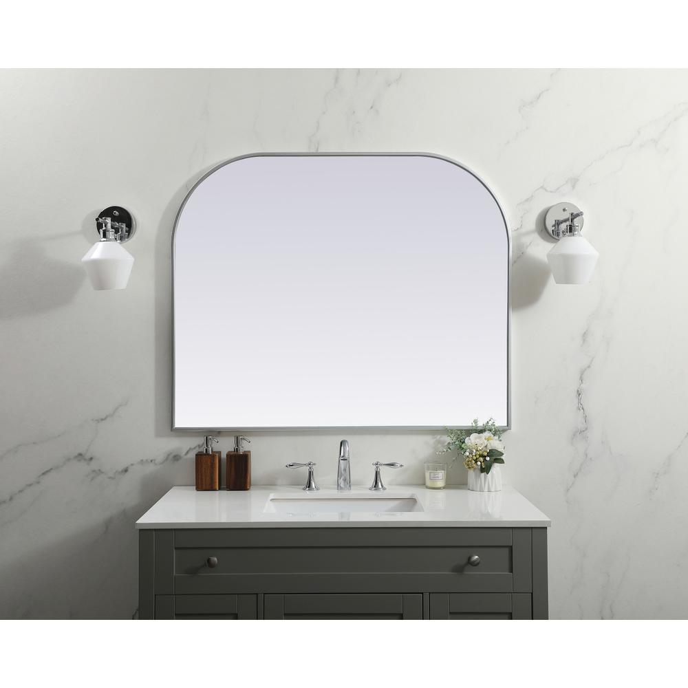 Metal Frame Arch Mirror 42x34 Inch in Silver. Picture 9
