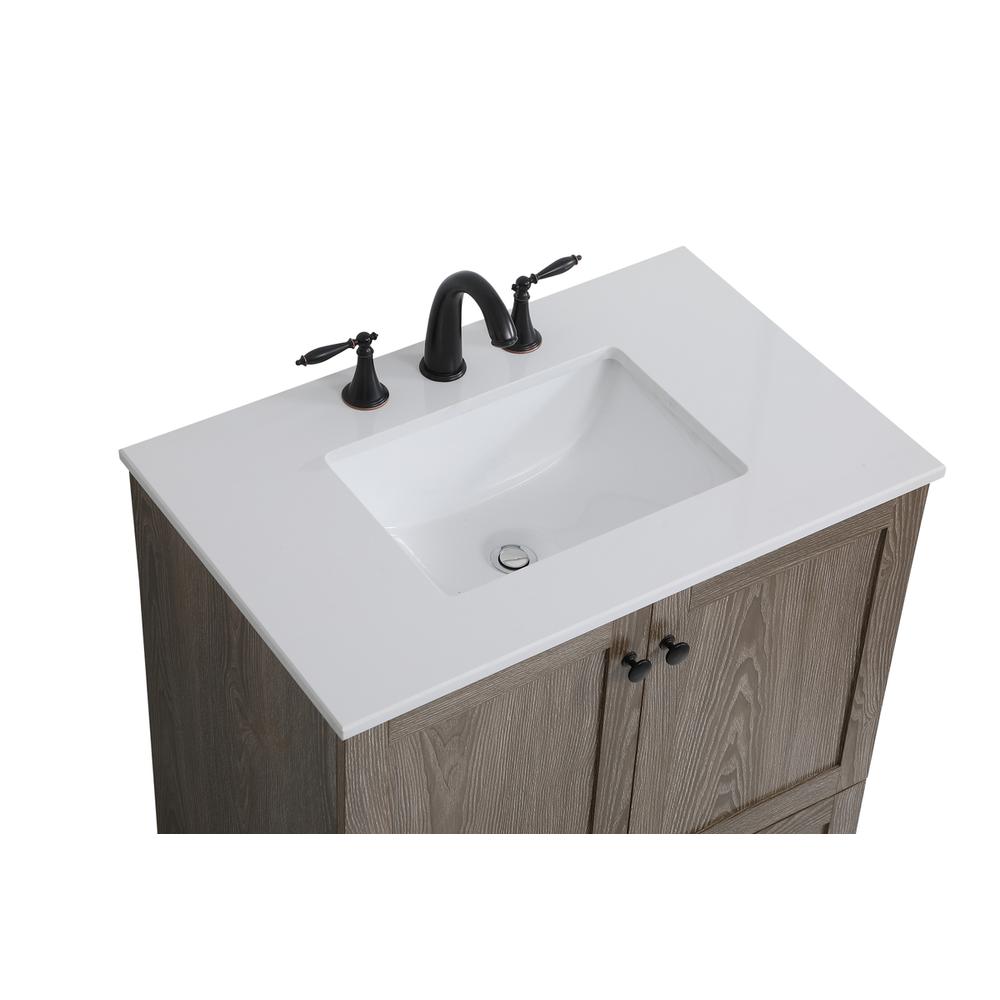 30 inch Single Bathroom Vanity in Weathered oak. Picture 9