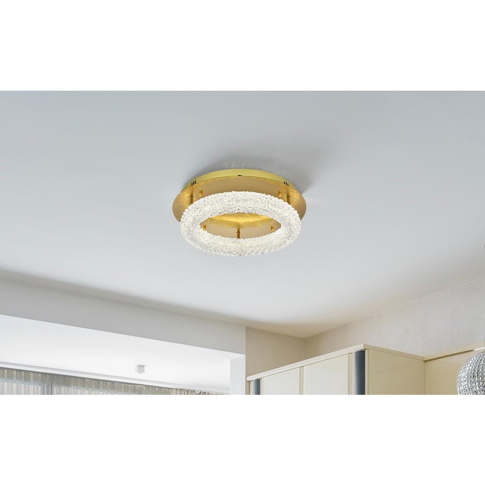 Bowen 18 inch Adjustable LED Flush Mount in Satin Gold. Picture 2