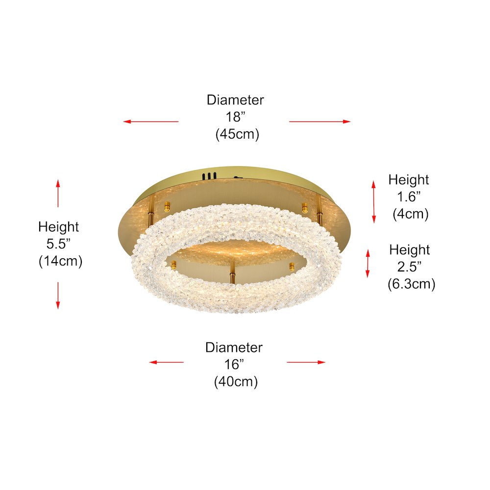 Bowen 18 inch Adjustable LED Flush Mount in Satin Gold. Picture 10