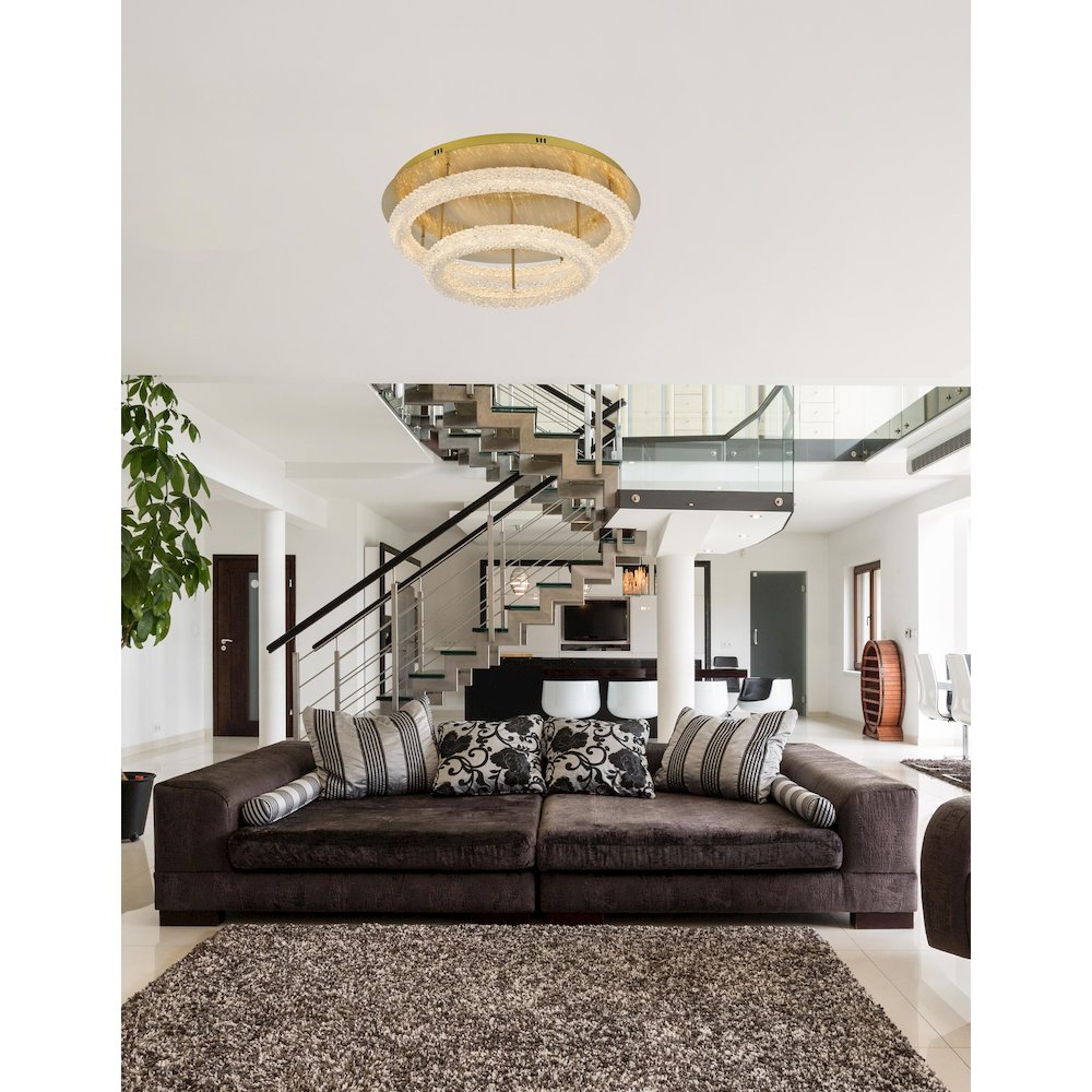 Bowen 29.5 inch LED Flush Mount in Satin Gold. Picture 2