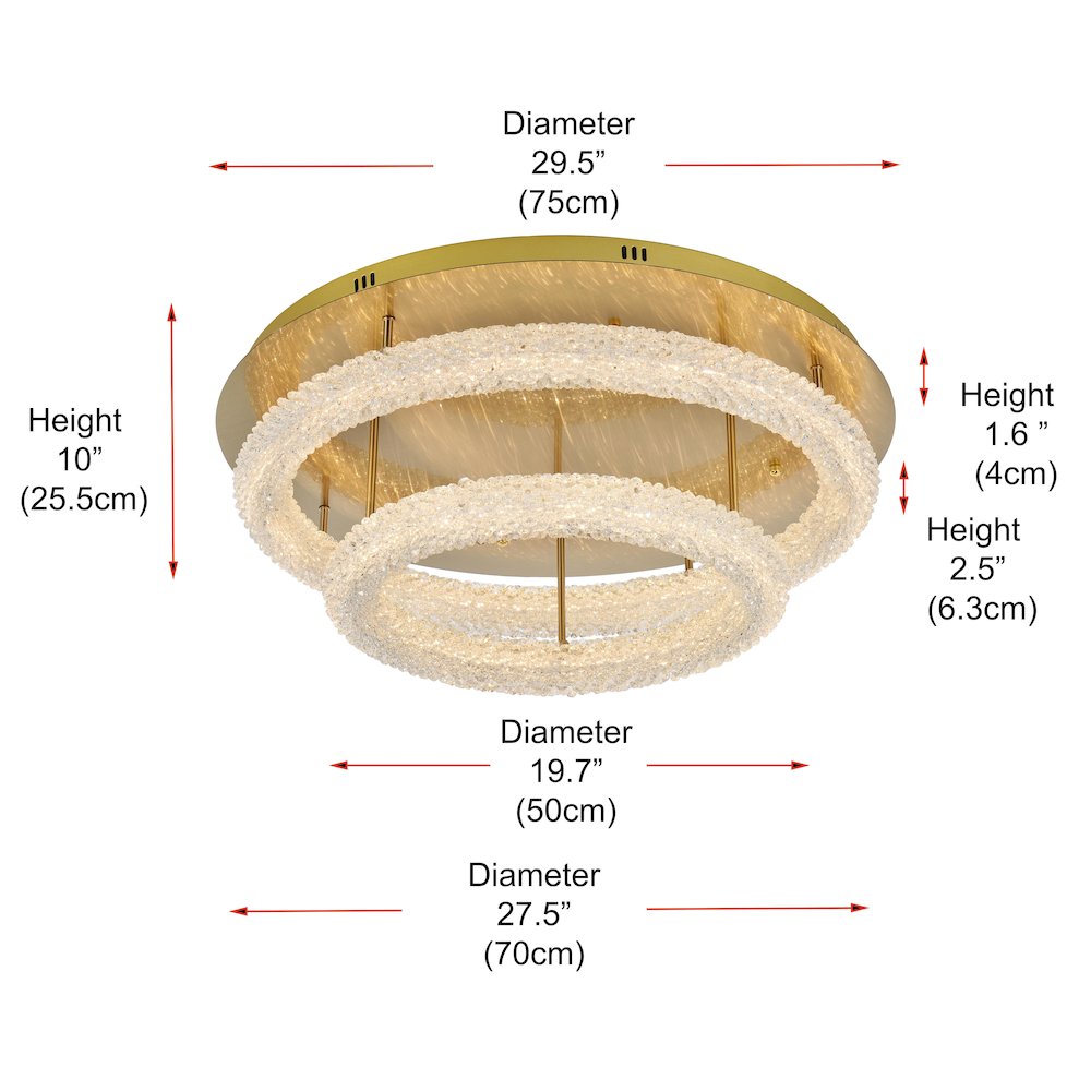 Bowen 29.5 inch LED Flush Mount in Satin Gold. Picture 10