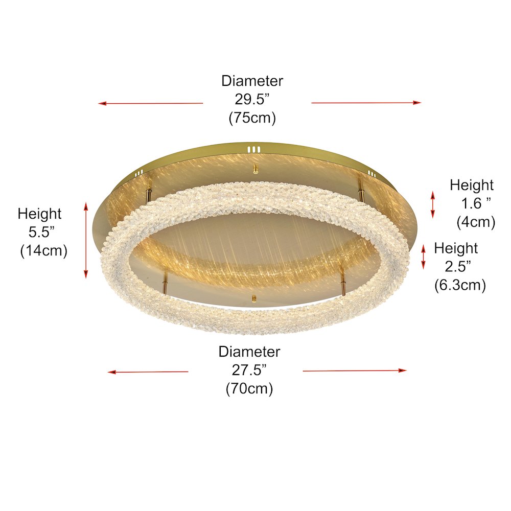 Bowen 29.5 inch LED Flush Mount in Satin Gold. Picture 10