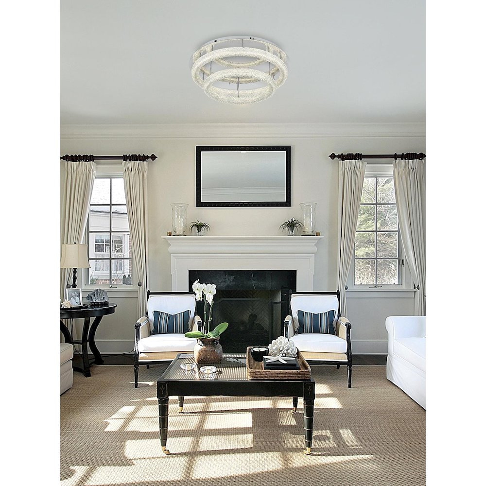 Bowen 33.5 inch LED Flush Mount in Chrome. Picture 2