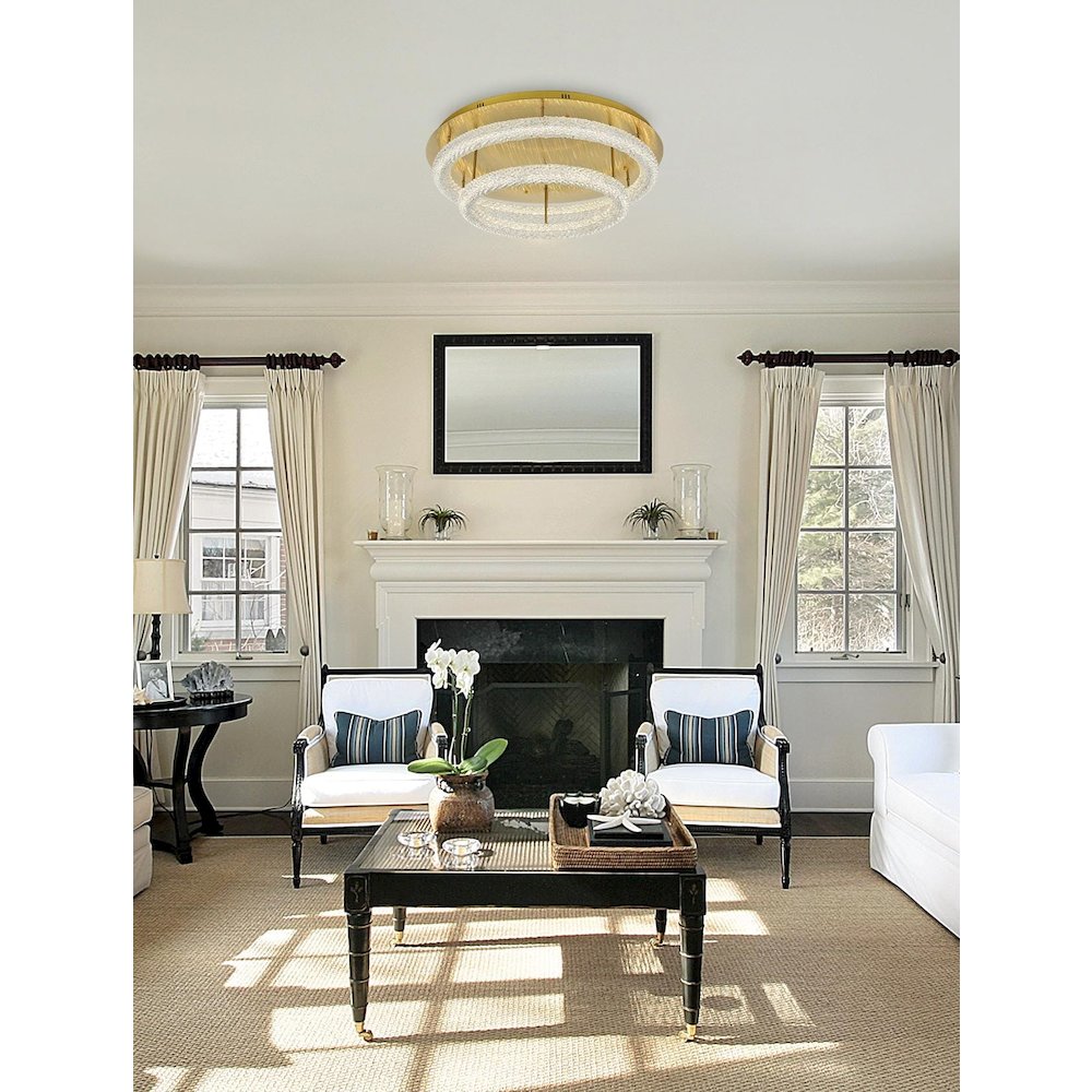 Bowen 33.5 inch LED Flush Mount in Satin Gold. Picture 2