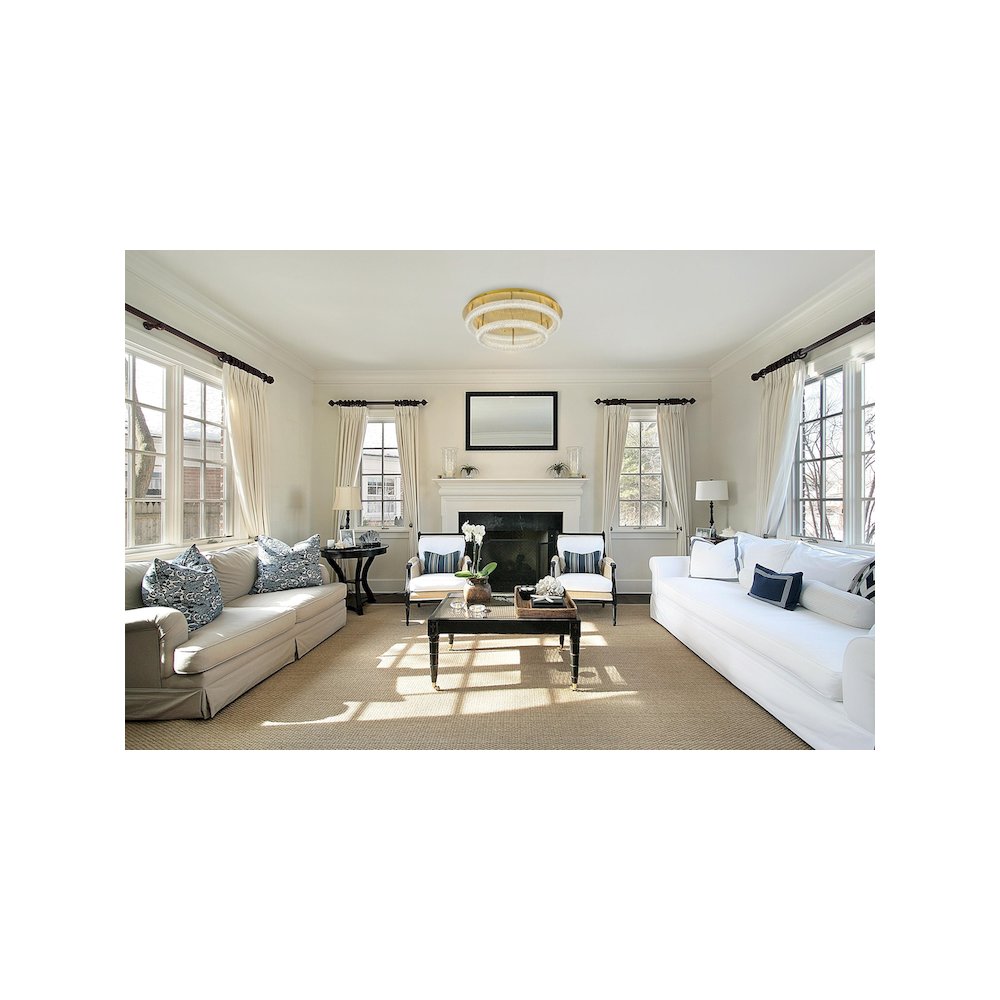 Bowen 33.5 inch LED Flush Mount in Satin Gold. Picture 9