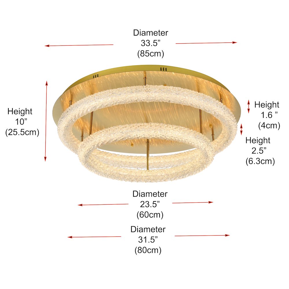 Bowen 33.5 inch LED Flush Mount in Satin Gold. Picture 10