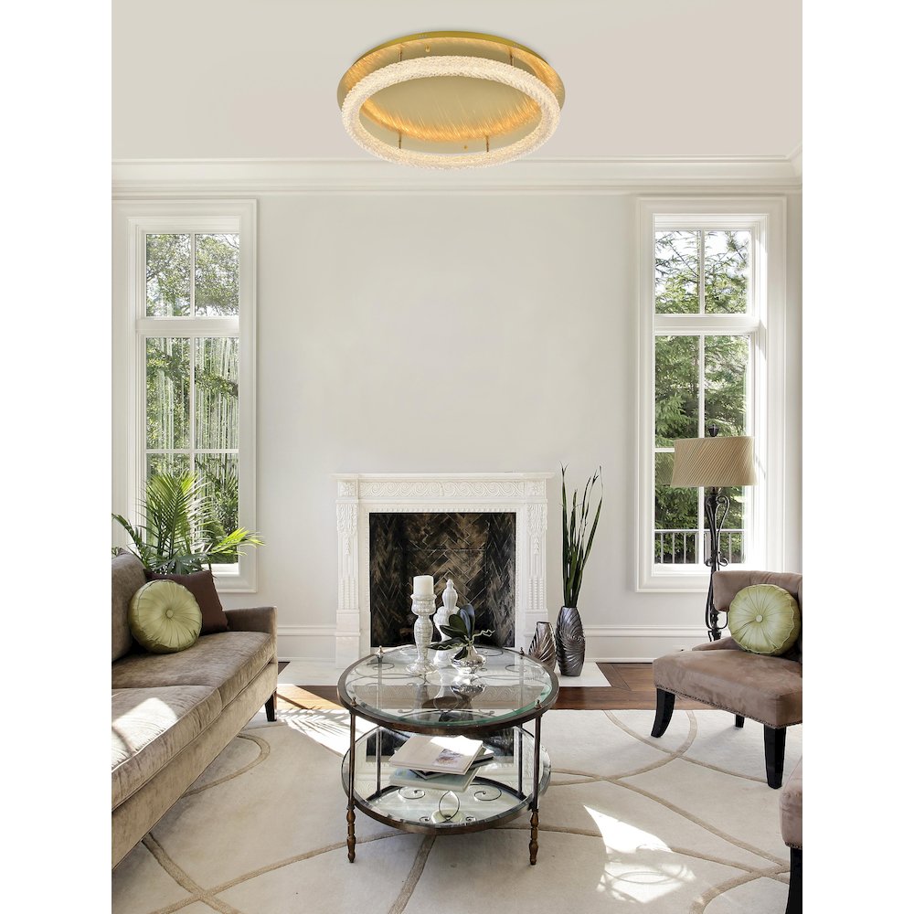 Bowen 33.5 inch LED Flush Mount in Satin Gold. Picture 2