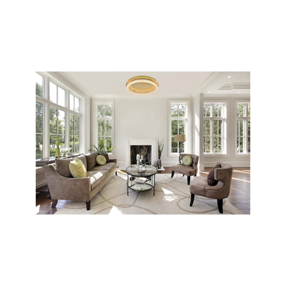 Bowen 33.5 inch LED Flush Mount in Satin Gold. Picture 9