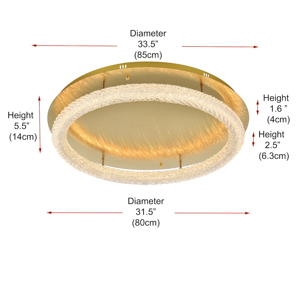 Bowen 33.5 inch LED Flush Mount in Satin Gold. Picture 10