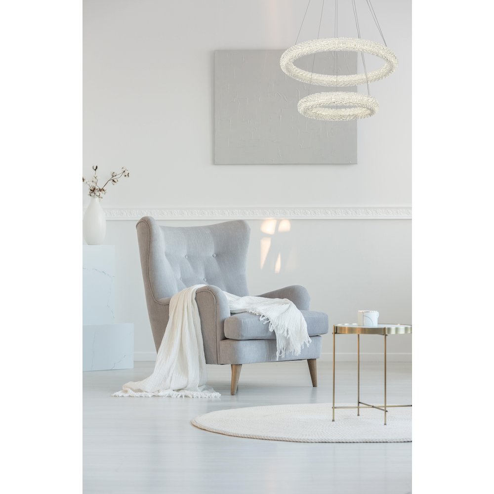 Bowen 24 inch Adjustable LED Chandelier in Chrome. Picture 2