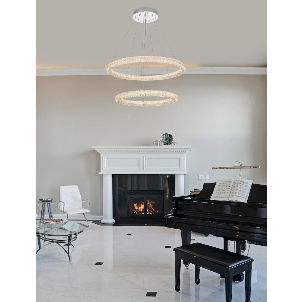 Bowen 35.5 inch LED chandelier in chrome. Picture 2
