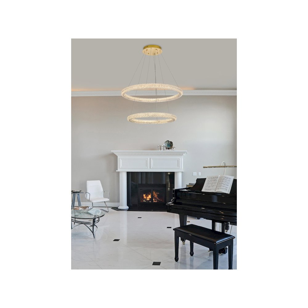 Bowen 35.5 inch LED chandelier in Satin Gold. Picture 2