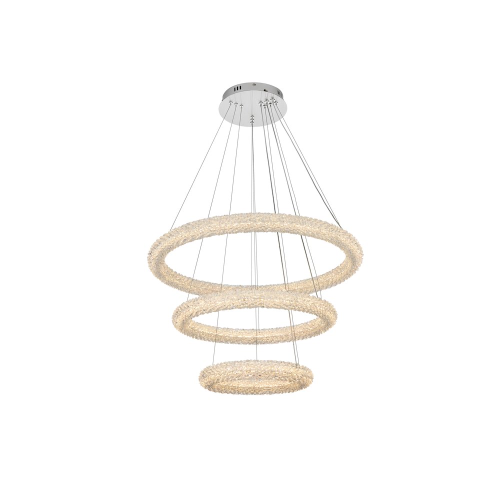 Bowen 32 inch Adjustable LED Chandelier in Chrome. Picture 1