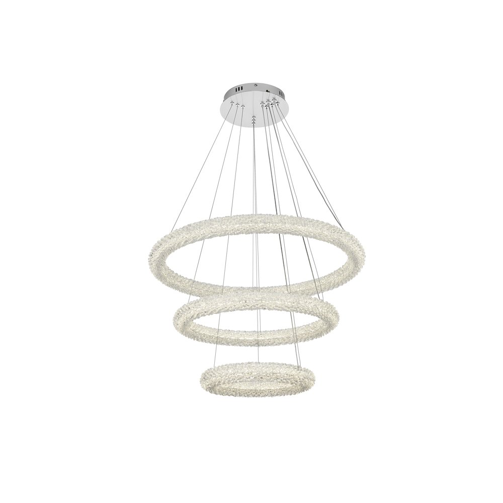 Bowen 32 inch Adjustable LED Chandelier in Chrome. Picture 3